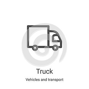 truck icon vector from vehicles and transport collection. Thin line truck outline icon vector illustration. Linear symbol for use