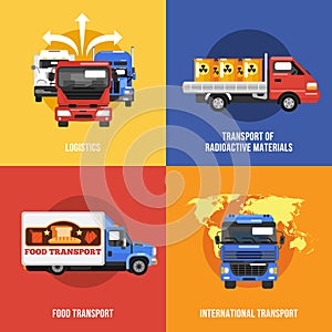Truck Icons Flat vector design illustration