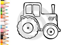 truck illustration for coloring, coloring book, truck coloring.