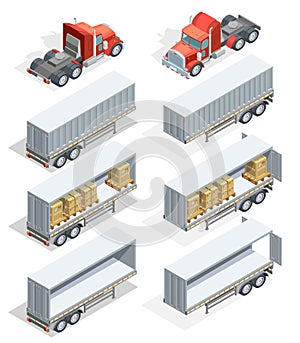 Truck Isometric Icon Set