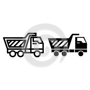 Truck line and glyph icon. Van vector illustration isolated on white. Lorry outline style design, designed for web and