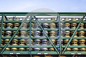 Truck loaded with gas canisters