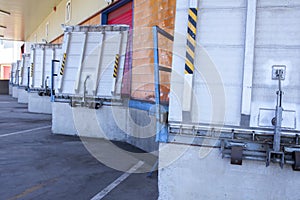 Truck loading docks at commercial building