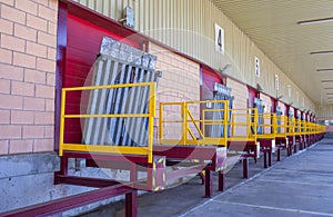 Truck loading docks at commercial building