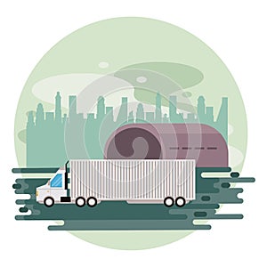 Truck logistic merchandise delivery cartoon