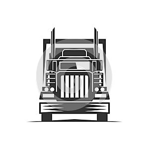 Truck logistic vector silhouette logo template. perfect for delivery or transportation industry logo. simple with dark grey color