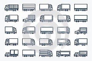 Truck Logistics Icons On White Background