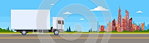 Truck Lorry Car On Road Cargo Shipping Delivery Banner