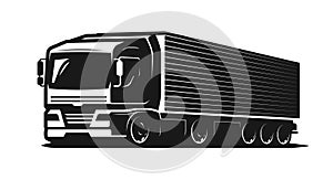 Truck, lorry or delivery logo. Trucking industry, cargo transportation concept. Vector illustration