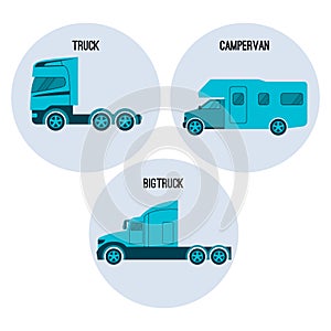 Truck or lorry motor vehicle. Campervan, camper, caravanette, Bigtruck photo