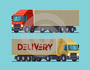 Truck, lorry symbol or icon. Delivery, shipping, shipment concept. Cartoon vector illustration