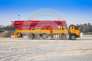 Truck or machine with concrete pump
