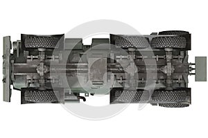 Truck military armored vehicle, bottom view