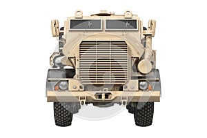 Truck military beige car, front view