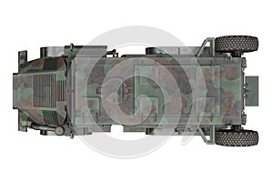 Truck military transportation, top view