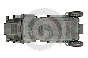 Truck military transportation, top view photo