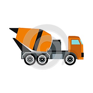 Truck mixer icon, flat style