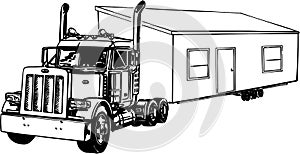 Truck with Mobile Home Illustration