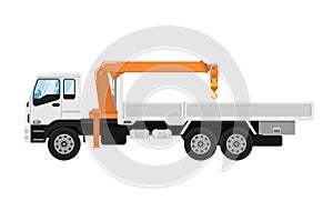 Truck mounted crane isolated on white background