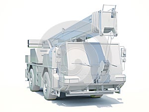 Truck Mounted Crane on White