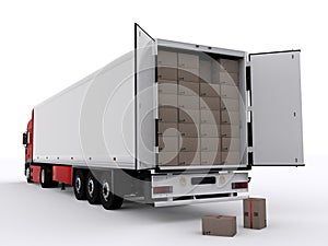 Truck with open trailer