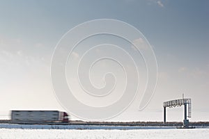 Truck passing trhough a toll gate