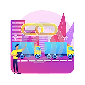 Truck platooning abstract concept vector illustration.