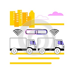 Truck platooning abstract concept vector illustration.