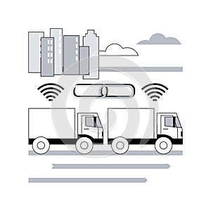 Truck platooning abstract concept vector illustration.