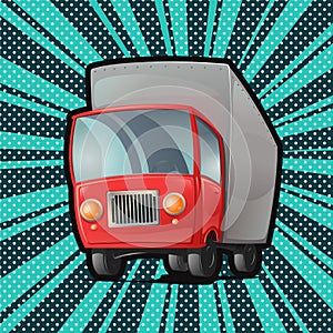 Truck with red cab transportation and moving vector illustration