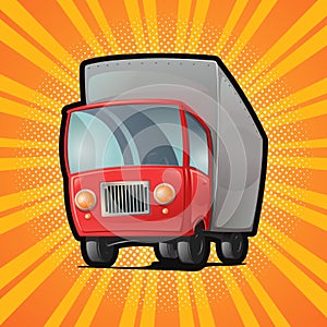 Truck with red cab transportation and moving vector illustration