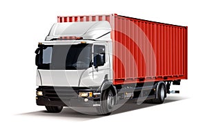 Truck with red container
