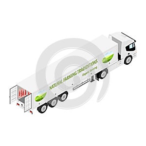 Truck with refrigerated container company logotype