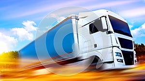 Truck on the road . Commercial transport . truck transport container