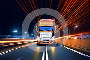 Truck on the road with motion blur background. 3d rendering