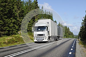 Truck on scenic country highway