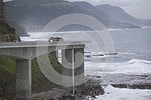 Truck on Sea Cliff Bridge