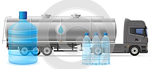 Truck semi trailer delivery and transportation of purified drink