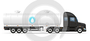 truck semi trailer delivery and transportation of tank for liquid vector illustration