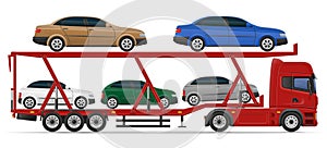 truck semi trailer for transportation of car concept vector illustration
