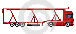 Truck semi trailer for transportation of car vector illustration