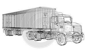 Truck with semitrailer