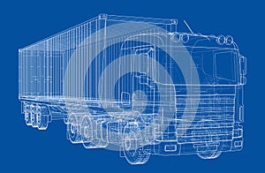 Truck with semitrailer. Vector