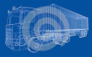 Truck with semitrailer. Vector