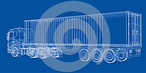 Truck with semitrailer. Vector