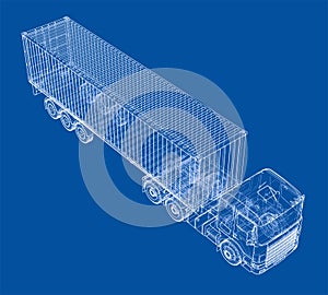 Truck with semitrailer. Vector