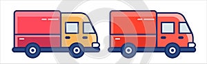 Truck. Set of flat vector icons. Vector clipart isolated on white background.