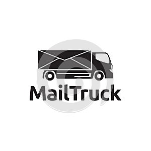 Truck shape with mail logo design vector graphic symbol icon sign illustration creative idea