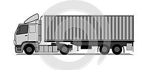 Truck with shipping container