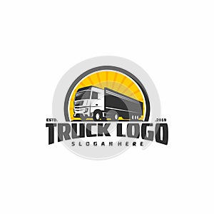 Truck silhouette symbol, template vector illustration logo